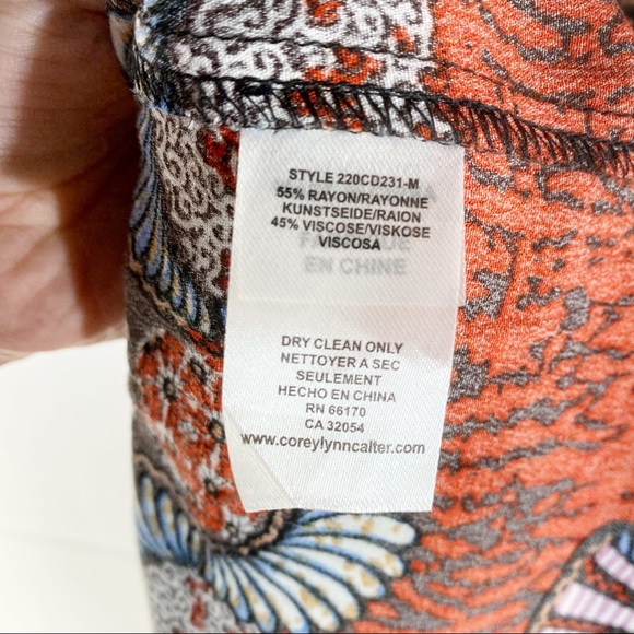 Corey Lynn Calter Anthropologie Doriane Midi Dress Abstract Pattern Ruffle XS - Picture 10 of 10